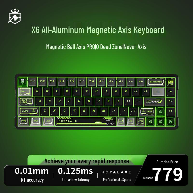 

Royal Axe X68 All-Aluminum Wired Gaming Magnetic Switch Keyboard Magnetic Jade Switch Pro