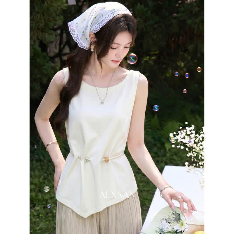 Women s Apricot Waist-Cinching Camisole Tank Top L