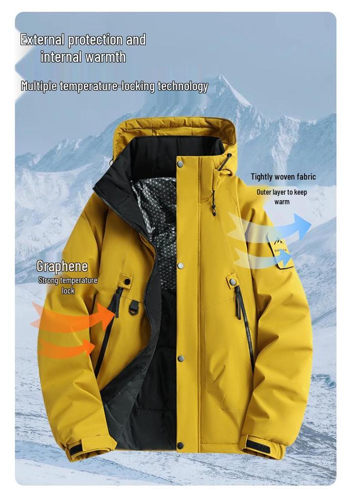 Men's New Winter Graphene Thickened Warm Hooded Jacket - Trendy Cotton Coat for Couples