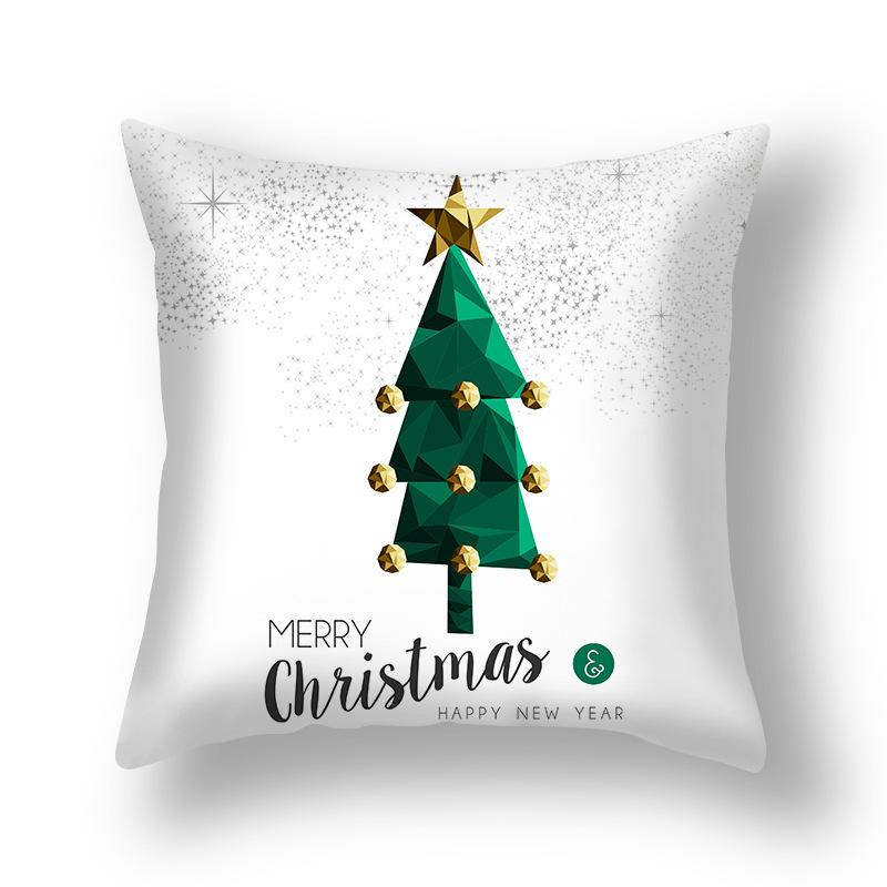 New Christmas Printed Linen Pillow Cover Sofa Cushion Cover Home Furnishings