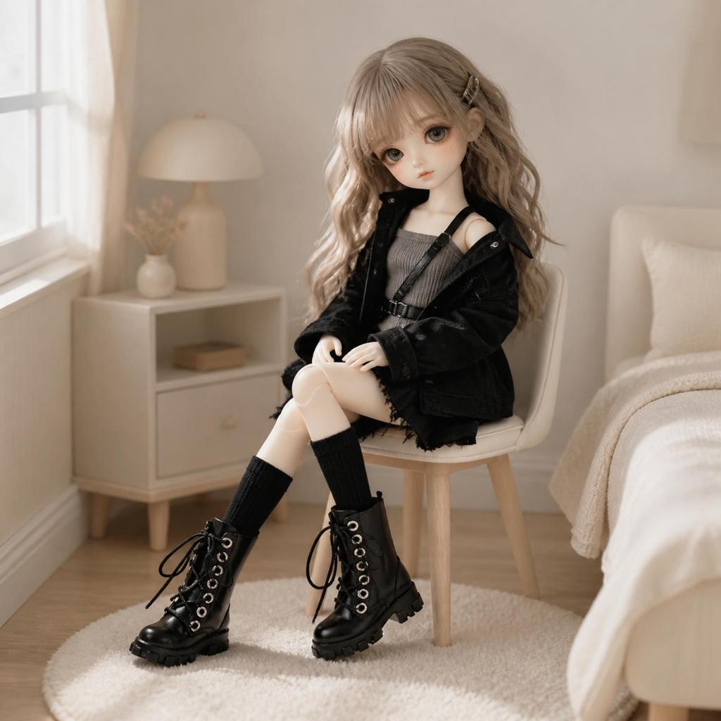 Miniature Doll Boots with Zipper | Thick Lugged Sole TPU Material, utility