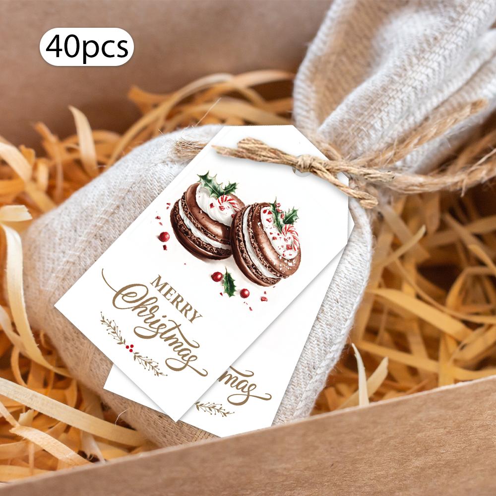 40pcs, Christmas tags, gift labels, party decorations, DIY cards, holiday home decor, greeting cards, party cards, gift twine