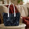 Gothic Dark Rose Skull Pattern Shoulder Bag Large Capacity Casual Daily Tote Handbag for Women