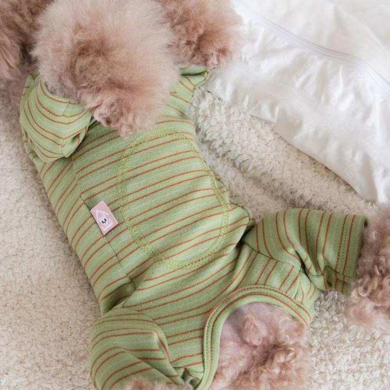 Fall Winter Pet Dog Belly-hugging Jumpsuit Striped Four-legged Warm Base Layer Sterilized Clothes For Teddy Bichon Yorkie Puppy