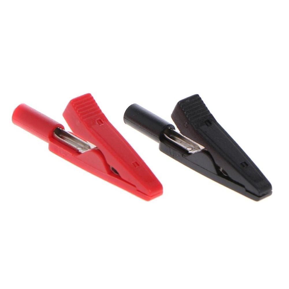 Insulated Clip 2mm Banana Female Adapter for Voltage Tester Black+Red