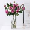 Künstliche Blume dekoratives Ornament Simulation gekräuselte Rose Europäische 3-köpfige feuchtigkeitsspendende Rose Simulationsblume