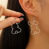 Hollow Outline Rabbit Dangle Hoop Earrings Cute Animal Shape Drop Ear Jewelry for Women Daily Holiday Decor