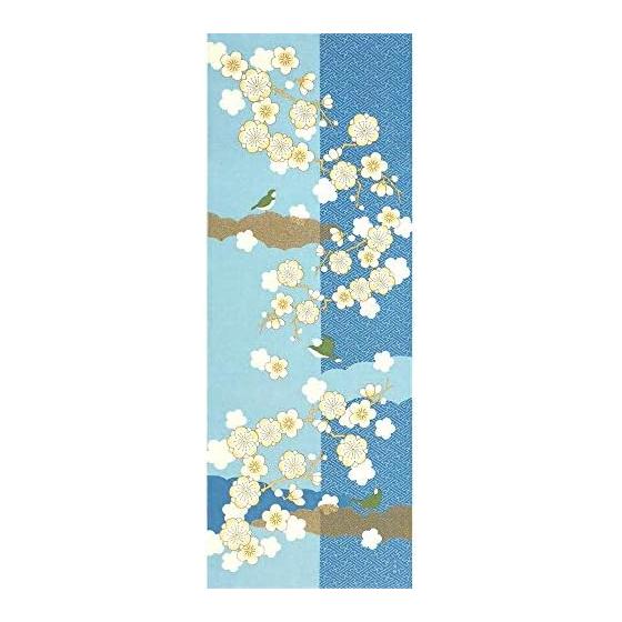 Hamamonyo Tenugui Towel: White Plum and Nightingale