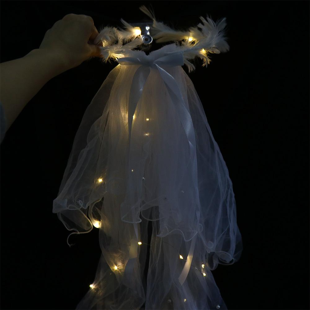 Bridesmaid White Veil Headbands Korean Bride Headwear LED Light Bride Veil Women Wedding Veil