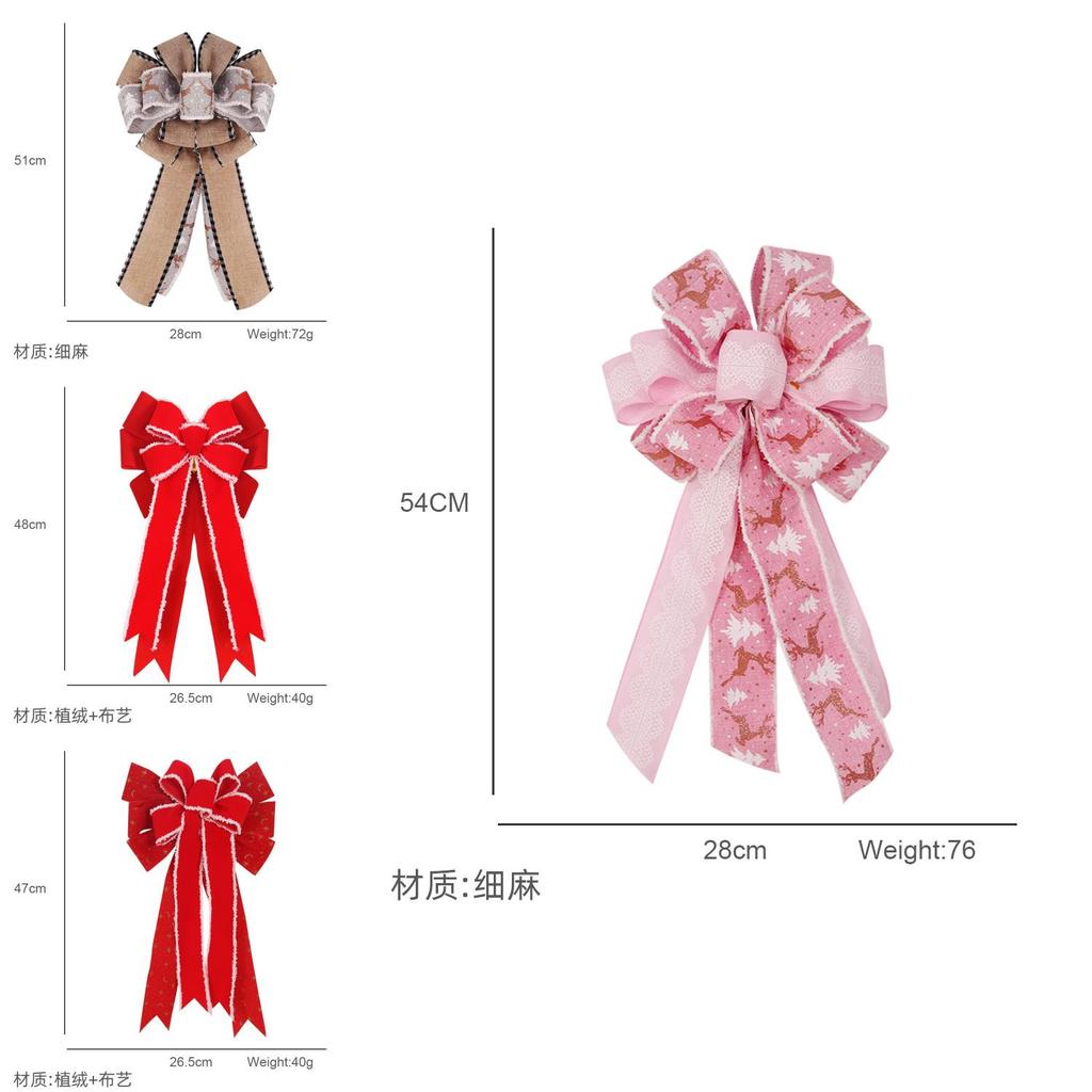 Elegant Christmas Red Bow Decoration For Festive Holiday Gift Boxes With Burlap Material