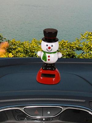 Solar Powered Swinging Toys Cute Car Shaking Head Doll Elk Santa Snowman Penguin Swing Figurines Decor For Auto Decorations