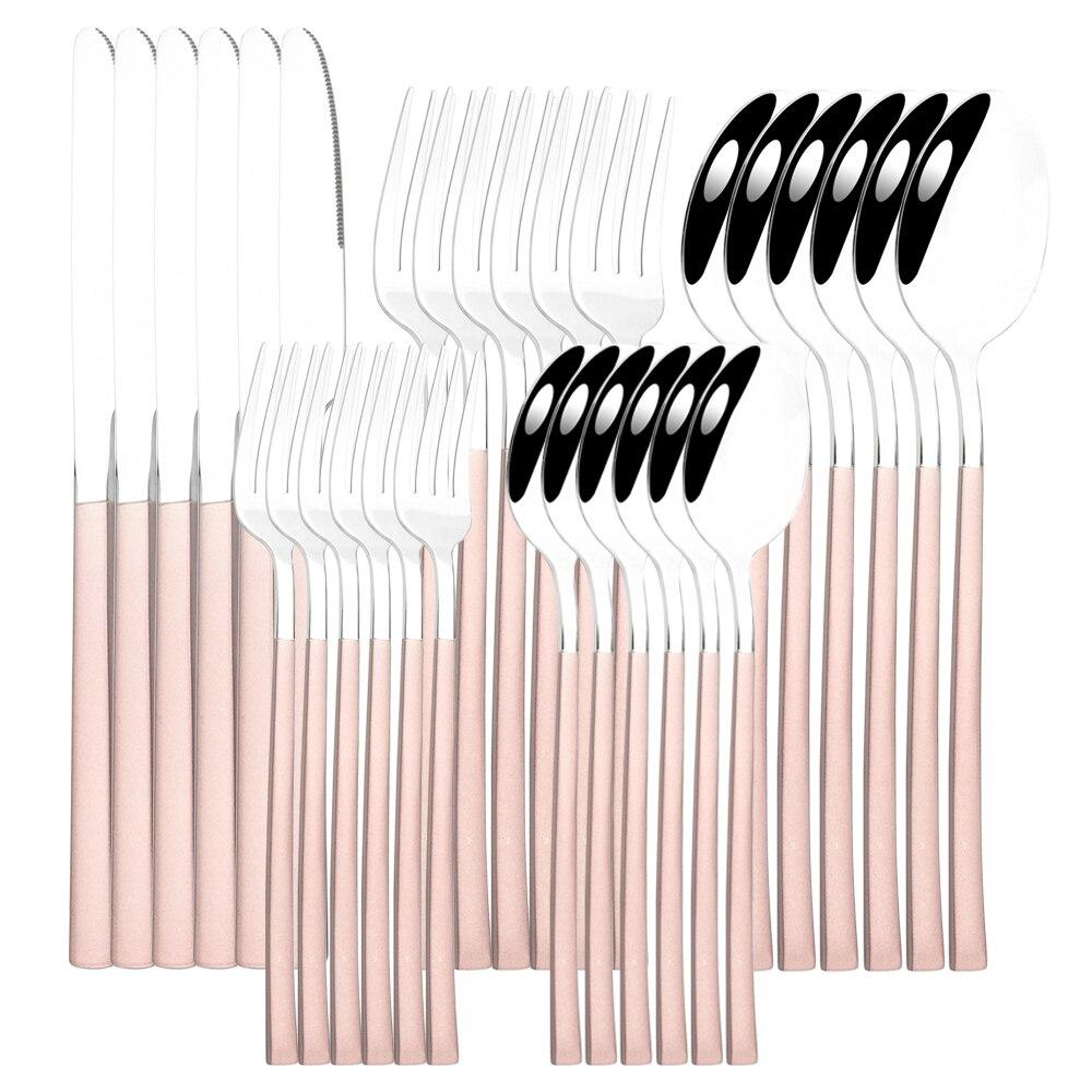 30pcs Black Gold Western Dinnerware Set Stainless Steel Cutlery Set Knife Dessert Fork Spoon Tableware Set Flatware Silverware