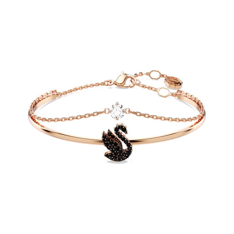Swarovski Swan Black Swan Decorated Bracelet Women s Rose Gold 5678048