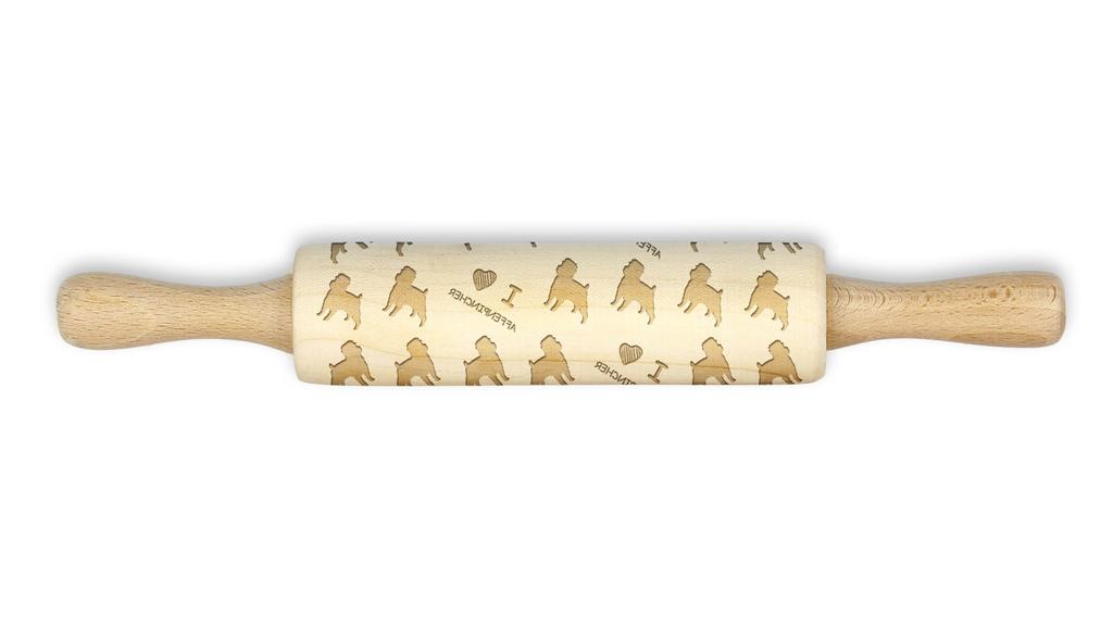 Affenpinscher, Affen, Affie – Small Rolling Pin with a Dog, Patterned Dough Roller | Art-Dog