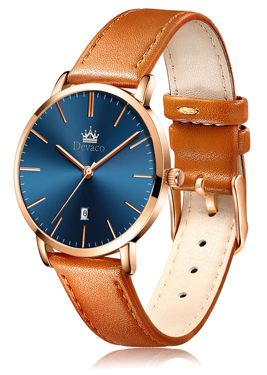 

Stylish wristwatch in with a leather a stylish leather a simple and an lightweight Perfect for high school women s blue, waterproof, ultra-thin,