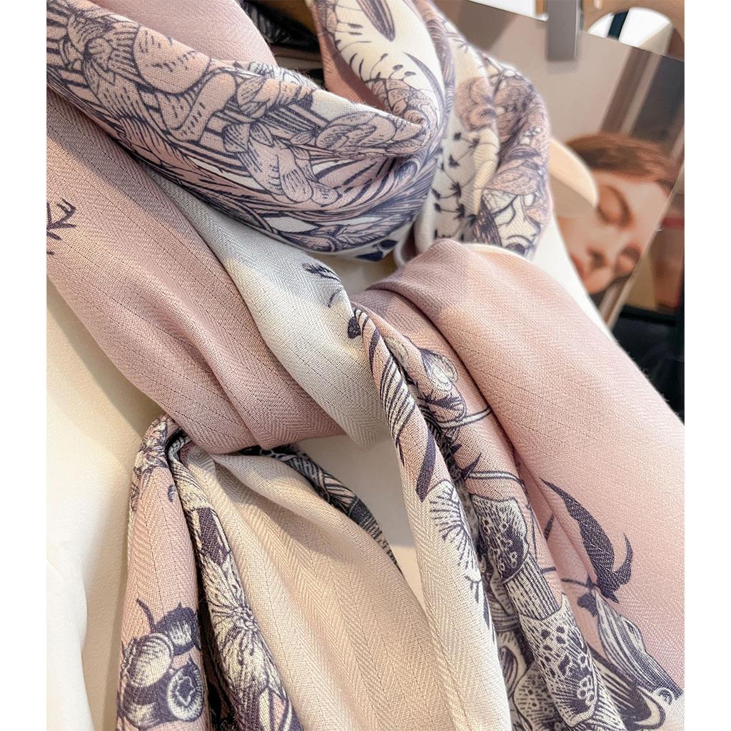 1116 Spring and Summer New Versatile Silk Scarf Femininity Sunscreen Shade Beach Medium and Long Scarf Cotton and Linen Shawl Scarf Wholesale