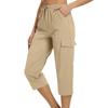 Women's Loose Casual High-Waist Elastic Double Pocket Lightweight Hiking Pants