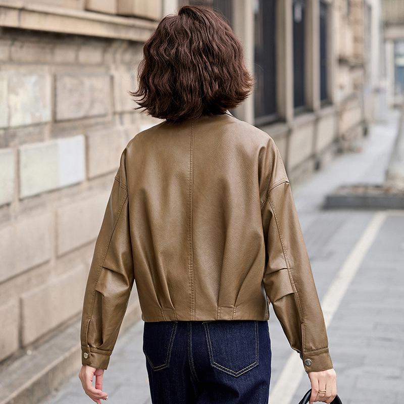 Damen Stilvolle PU-Lederjacke - Frühling/Herbst 2025 Trend mit Reversdesign, Kurze Länge, ZH1171.