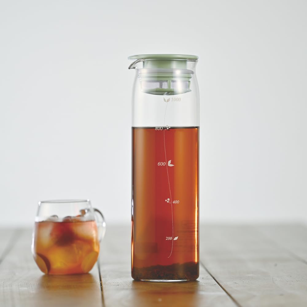 HARIO Cold Brew Tea 1000ml Smoky Boiler and Dishwasher Made In Pot, Capacity, Green, Heat-Resistant Glass, Safe, Japan, MD-10-SG