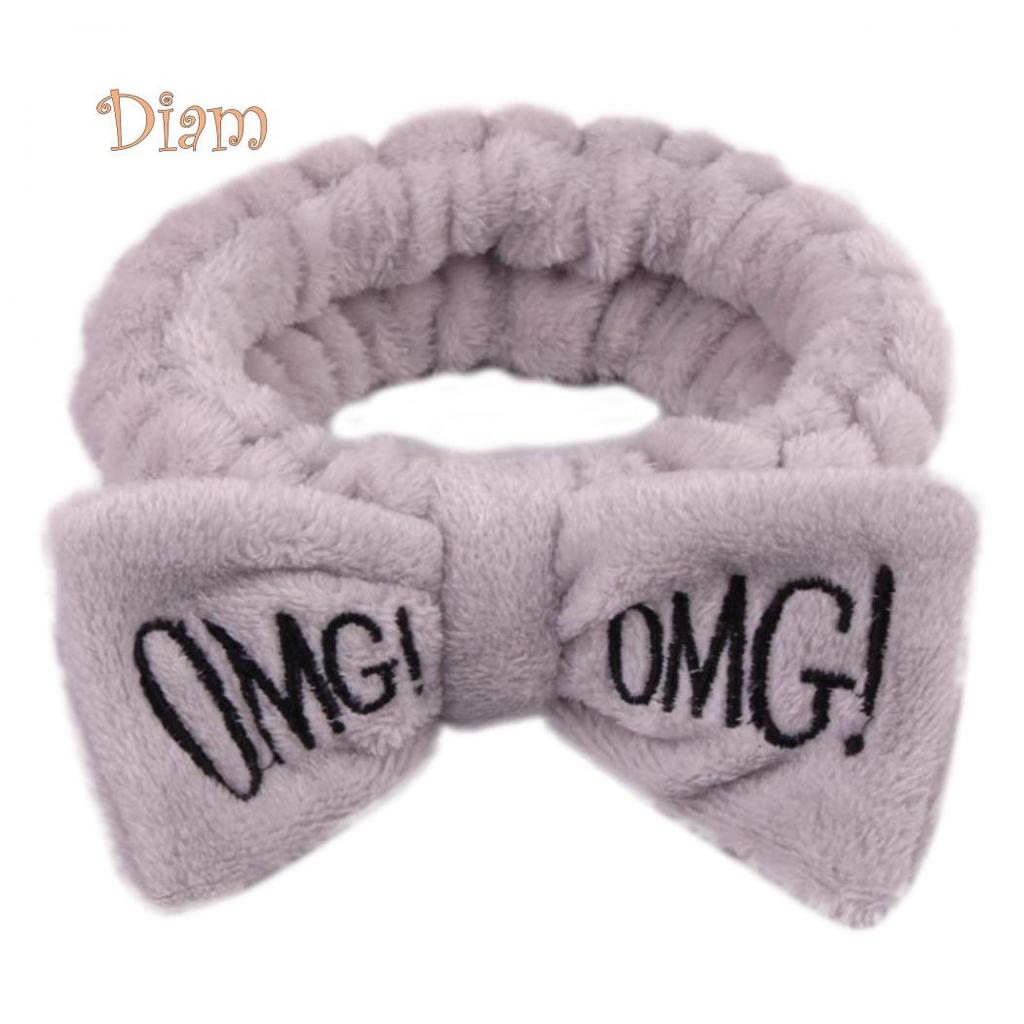 Tenfyer Cute Women Letter Bowknot Plush Headband Face Washing Hair Band Elastic Headwear