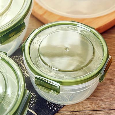 1/4Pcs Safe Plastic Round Storage Box Sealed Rectangular Stackable Trasparent Crisper with Lid Fresh-Keeping Box
