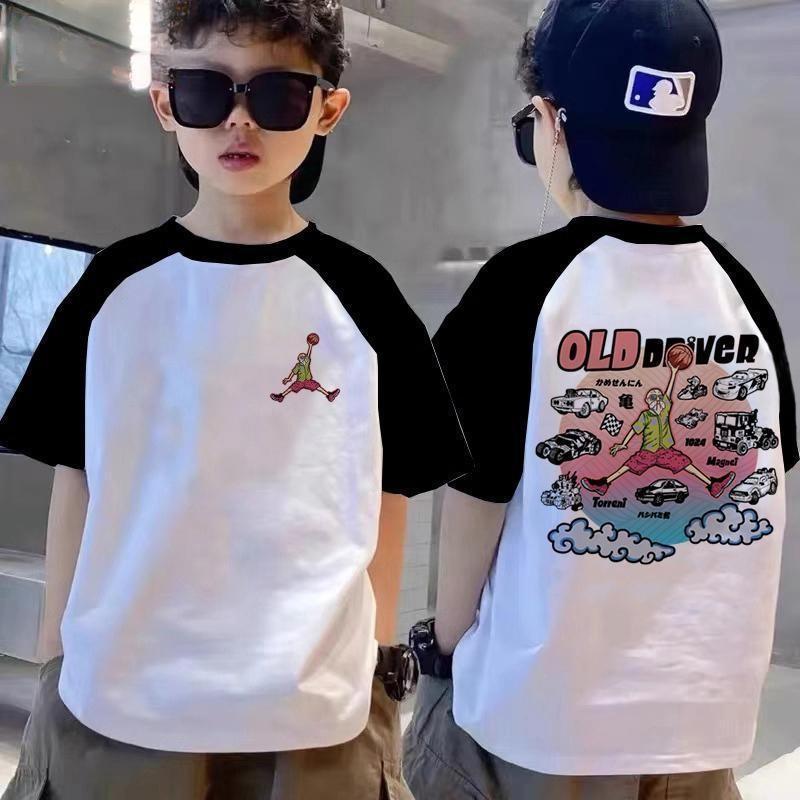 T-shirt short sleeved shirt with unique print, suitable for boys and boys summer tops
