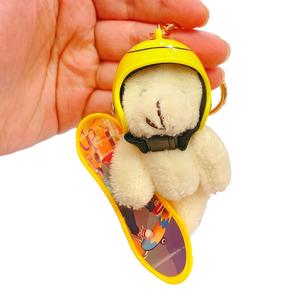 Small Skateboarding Bear Plush Keychain Fashion Bear Bag Charm Hanging Decors Plush Texture Perfect for Backpacks and Key
