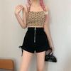 2026 Summer Plus Size High-Waist A-Line Wide Leg Shorts for Women - Black