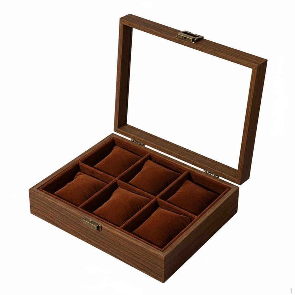 Watch and Jewelry Storage Box Soft Velvet Lining Wooden MultiCompartment Design Glass