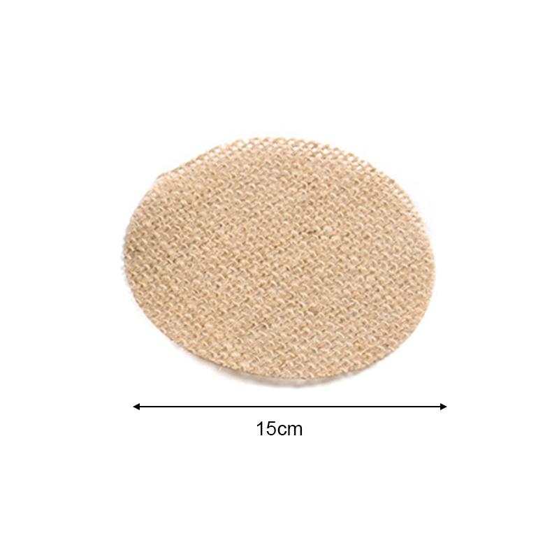 10pcs Round Linen Jute Burlap Dining Table Mat Linen Table Placemat Tea Cup Plates Mats For Home Wedding Christmas Party Decor