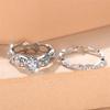 Crystal Female White Zircon Flower Ring Set Fashion Vintage Silver Color Bridal Wedding Engagement  For Women