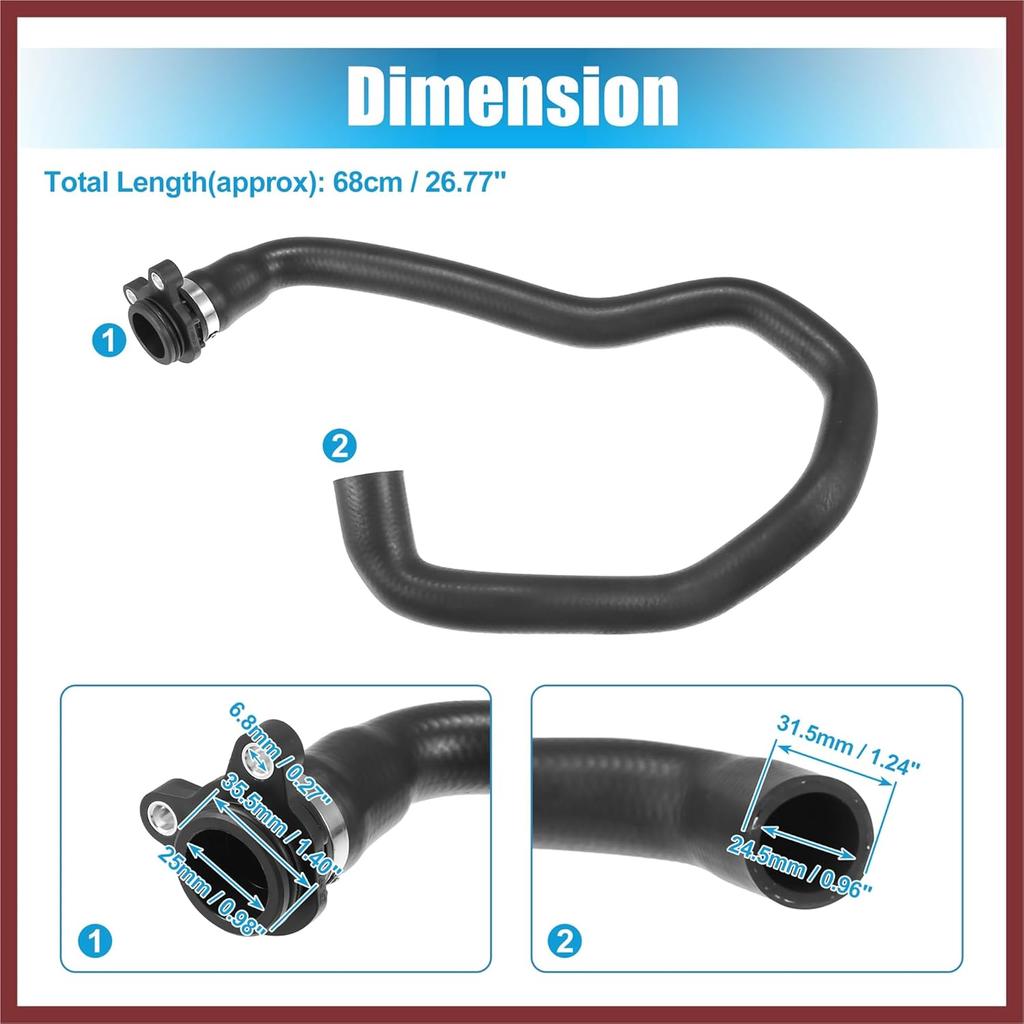 1 Pcs Engine Coolant Hose for BMW X3 3.0L L6 - Gas 2007-2010 No.11537552339 Replace Parts