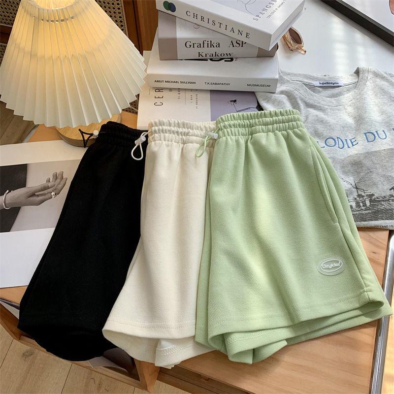 Elastic 2024 High Lace Summer Up Drawstring Women Shorts Wide Leg Sweat Short Fitness Running Shorts Loose Casual Green Sports Pants