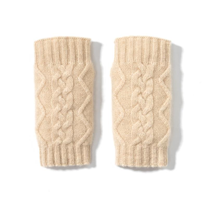 Cashmere Autumn and Winter New Women's Half-finger Twist Gloves To Protect Against Cold and Warm Arms Fashionable Soft Waxy Gloves