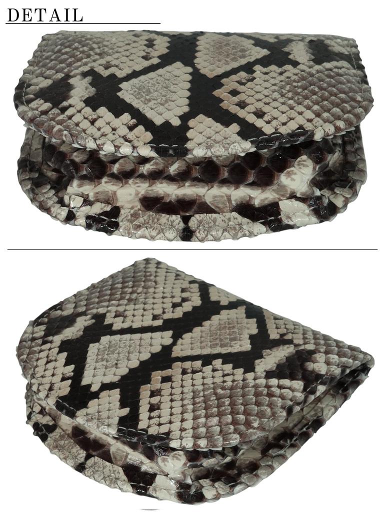 Natural Diamond Python Snakeskin Coin Purse, Horseshoe-Shaped, Box-Shaped, for Men and Women. Compact, Small, Slim, Genuine Leather, Lightweight,