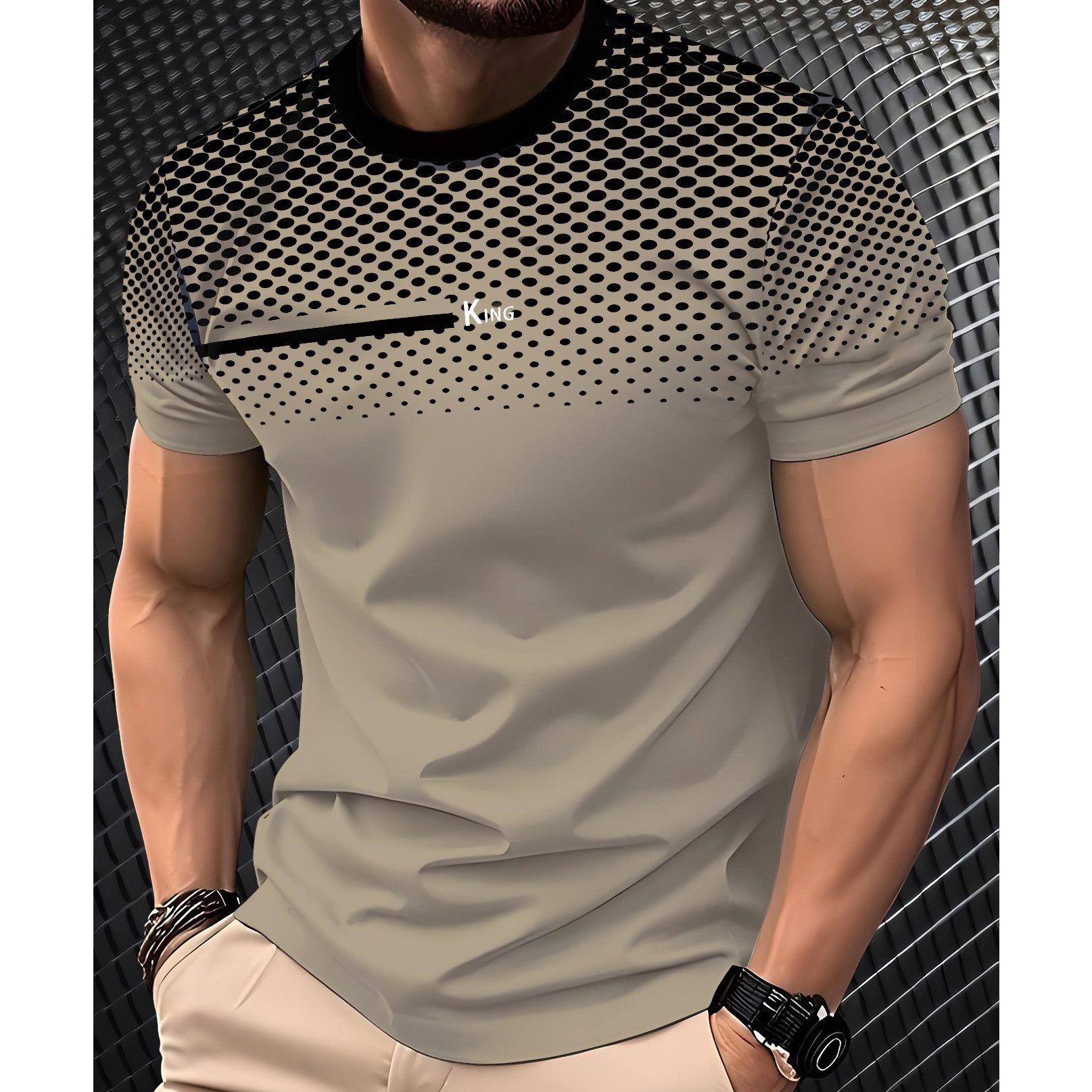

Летний топ с круглым вырезом, 3D-принтом в полоску, модная повседневная мужская футболка с коротким рукавом 3XL