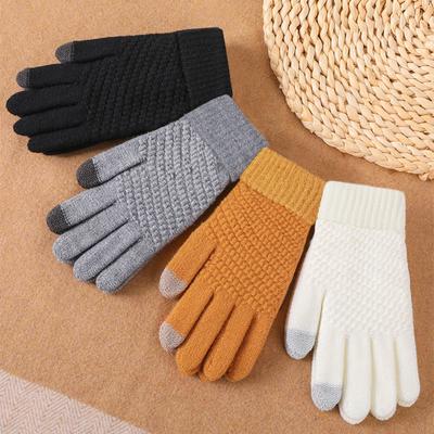 Neue gestrickte Wollhandschuhe für Herbst und Winter, verdickt, winddicht und warm, Herren- und Damen-Outdoor-Fahrradhandschuhe