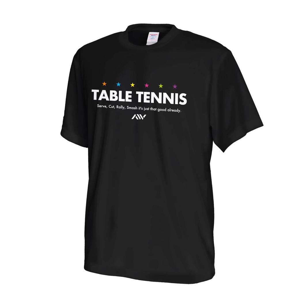 Artworks Skobe Colorful Star Table Tennis Design Short Sleeve Dry for Size M T-Shirt Practice, Moisture-Wicking, Quick-Drying, Black,