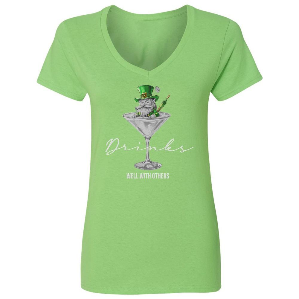 

St Patricks Day Drinking Leprechaun - Irish Party Ladies V-Neck Tshirt Unisex T-Shirt L