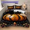 3pc Gothic Pumpkin Cover Set - 1 Quilt Cover + 2 Pillowcases, All Seasons Bedroom Setting, Perfect for Home042