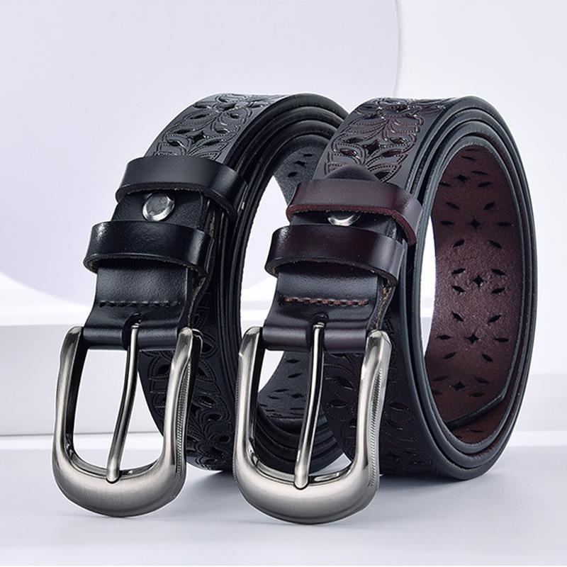 New Fashion Hollow Pattern Belt Ladies Trendy Waistband Genuine Woman Belt Classic Pin Buckle Imitation Leather Strap Skirt