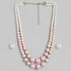 Estele Exquisite Gold Plated Double Line Pearl Necklace Set For Women