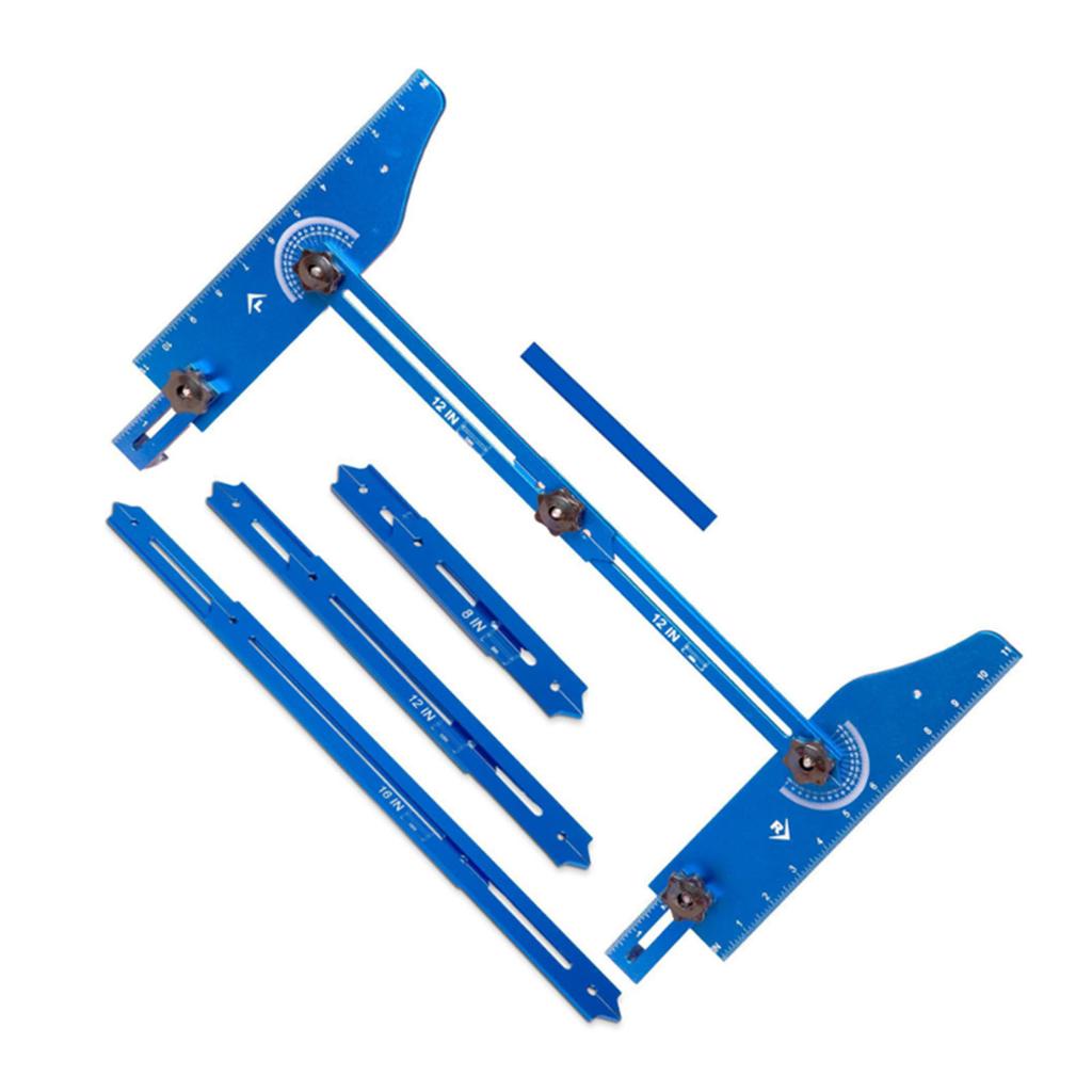 Stair Tread Template Tool Jig Aluminum Alloy Length Depth Measuring Gauge with Case for Layout Proje