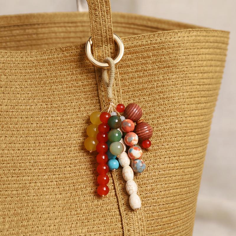 Handmade Beaded Keychain: Summer Chinese Style Woven Bodhi Pendant for Bags