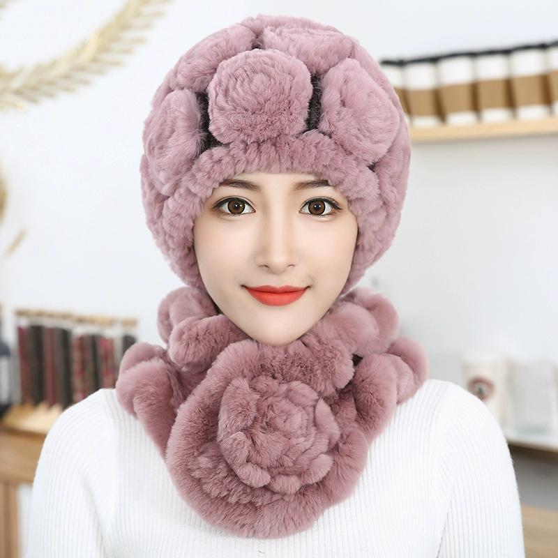 Rex Rabbit Hair Hat Female Autumn Winter Middle-aged and Elderly Mother Thickened Warm Fashion Grandmother Old Lady Mother-in-law Fur Hat