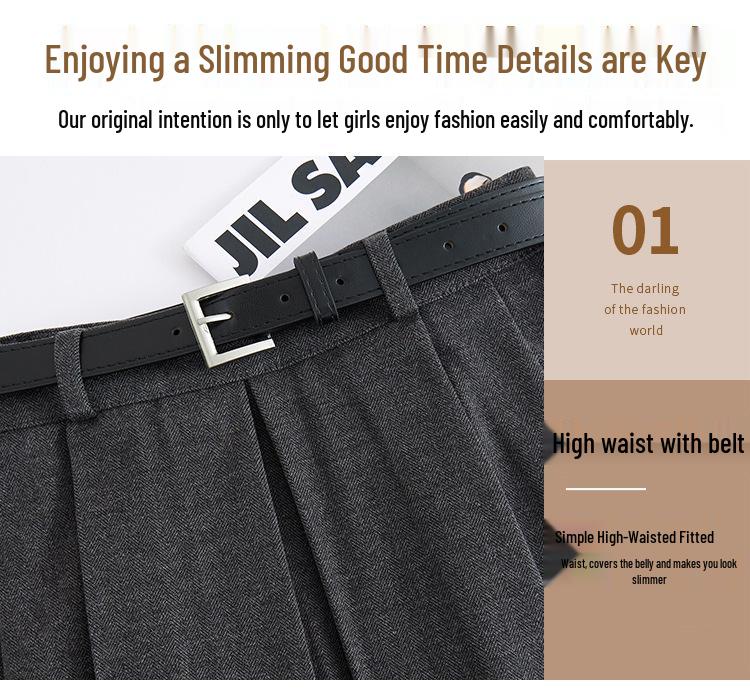 Autumn/Winter 2025 High-Waist Pleated A-Line Skirt - Slimming Woolen Mid-Length for Women