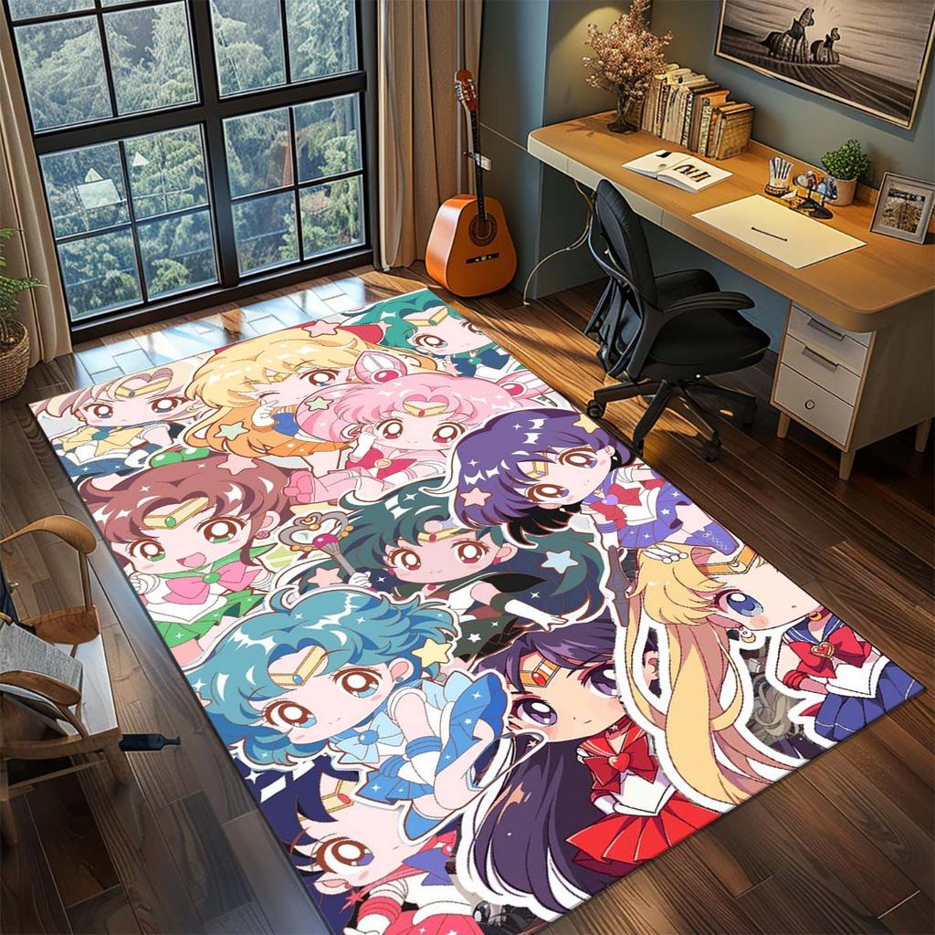 Sailor Moon Anime Teppich Großer Teppich Rutschfeste Waschbare Fußmatte Gamer Zimmer Schlafzimmer Heimdekoration -QJY