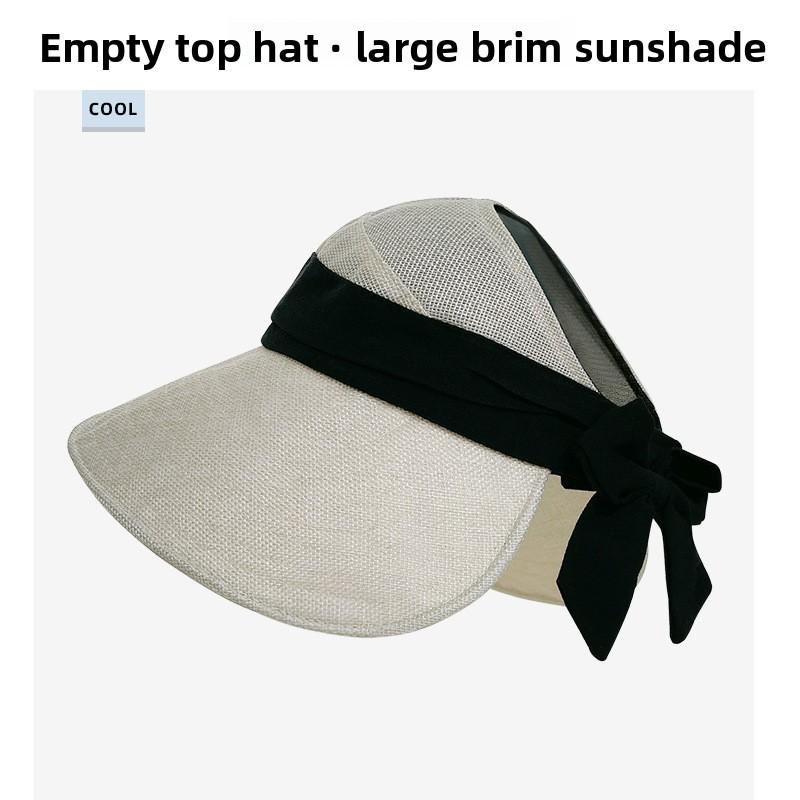 Хлопково-льняная широкополая солнцезащитная шляпа с бантом для женщин, летняя, пляжная, защита от солнца