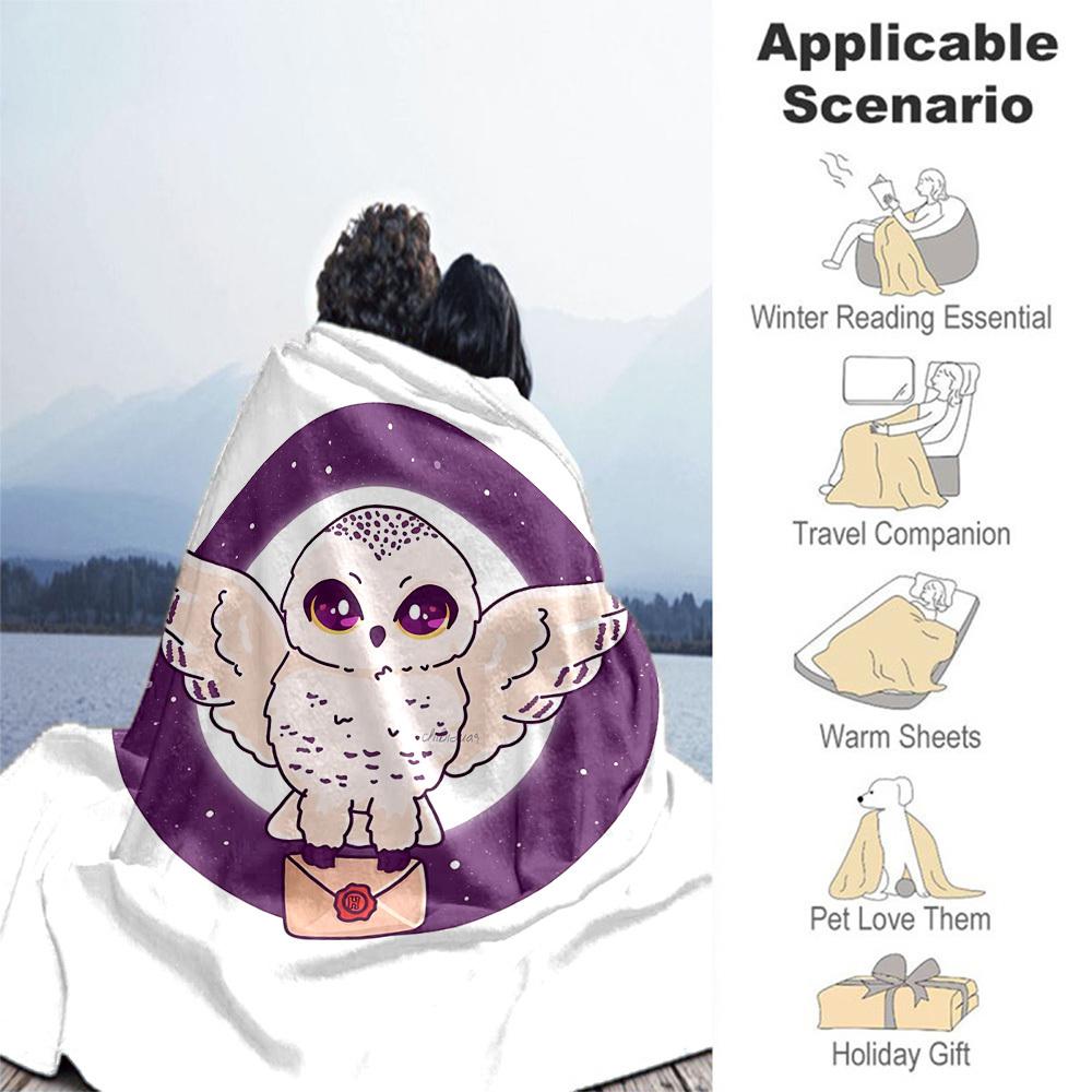 1pc Owl Envelope Night Outdoor Flannel Throw Blanket All Season Soft Warmth,Home Decor 1031185