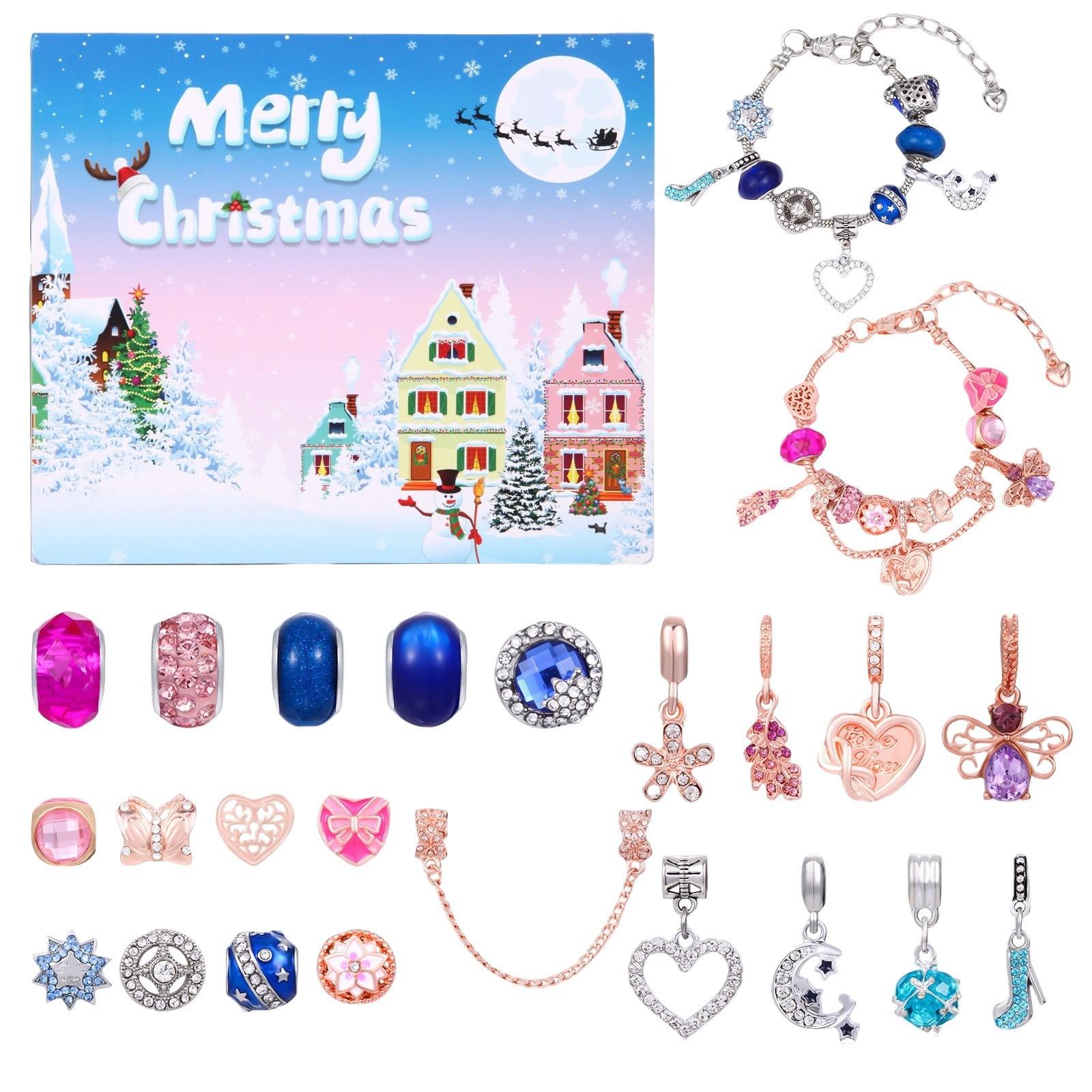 

Рождественский календарь обратного отсчета Адвента Календарь Бисерный браслет DIY Браслет Календарь обратного отсчета Подарок для девочки 24 шт. One Size